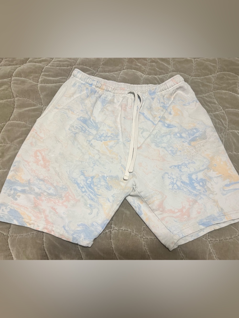 Camp High Collective Men's Marble-Print Drawstring Sweatshorts in Pastel